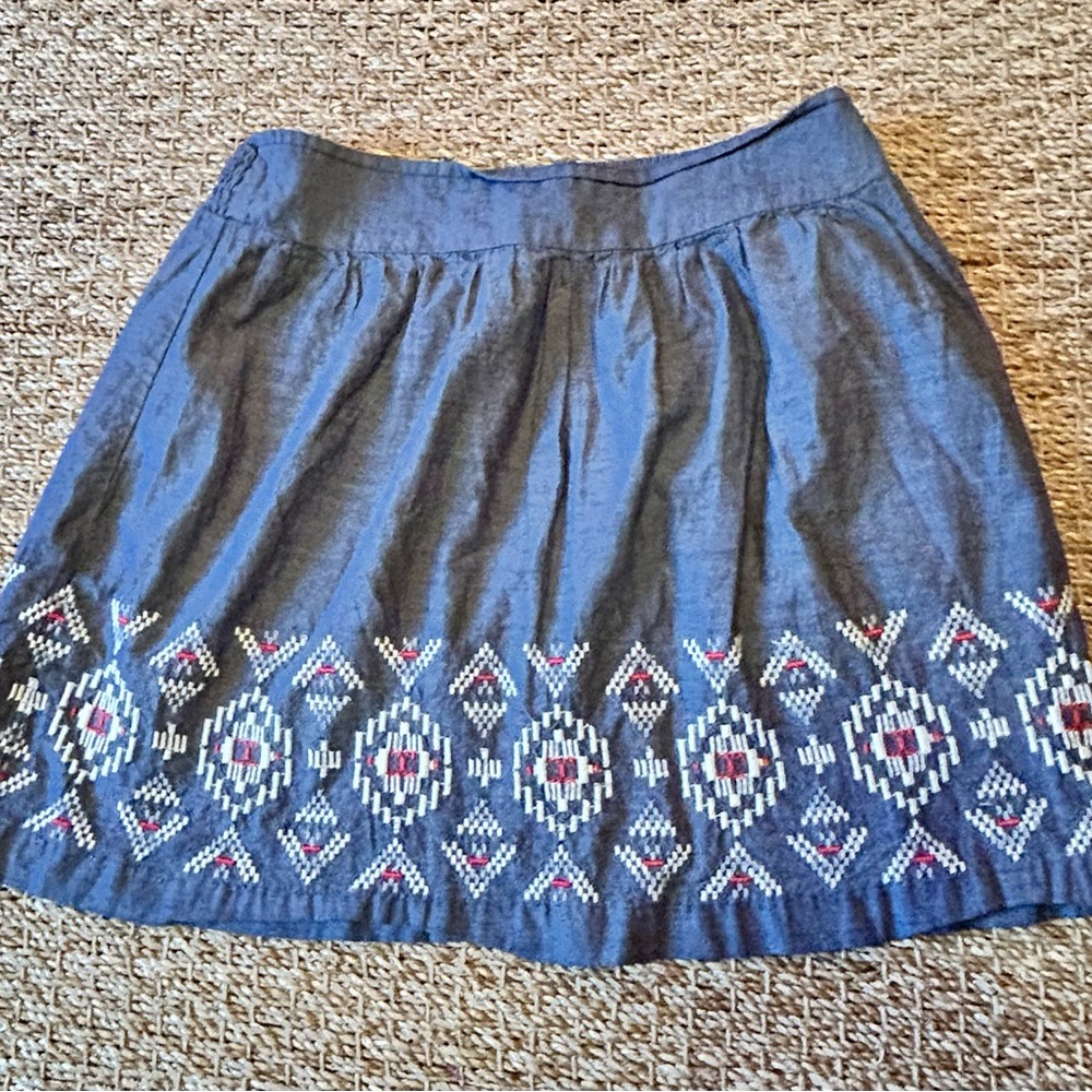 AEO Embroidered Chambray Mini Skirt